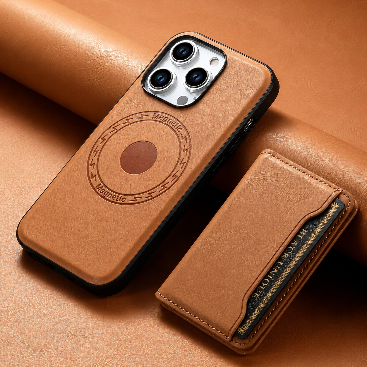 Premium iPhone Case MagSafe Compatible Leather Wallet Cover Magnetic Card Holder Shockproof Protective Camera Lens Guard Slim Design