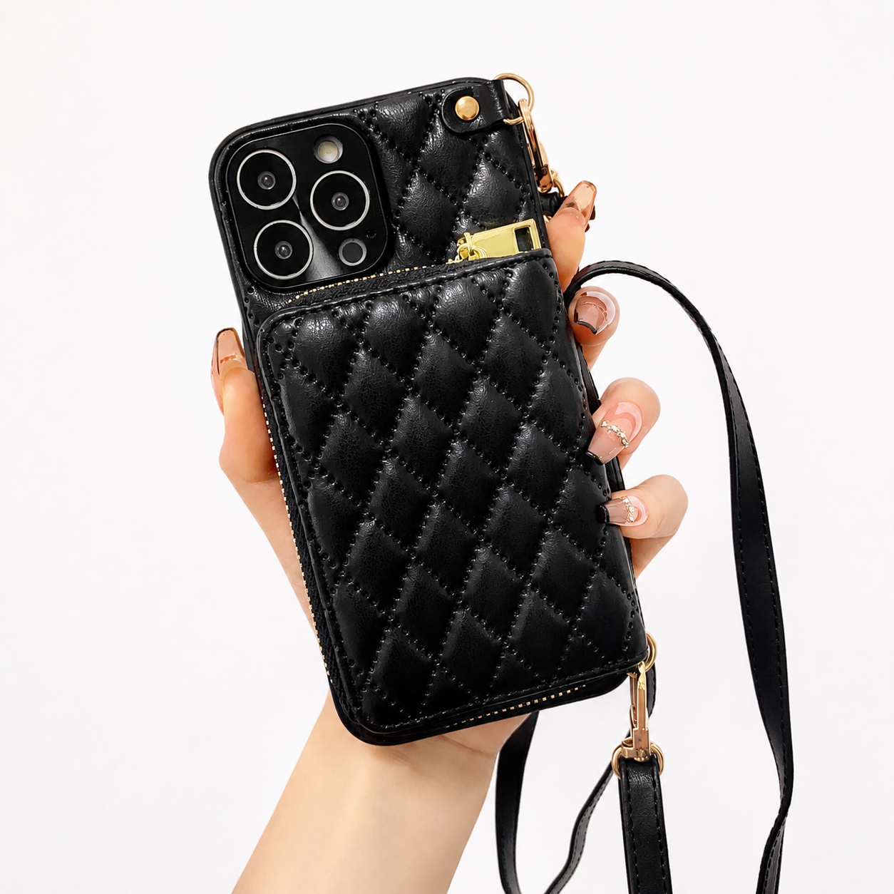 Premium iPhone Case MagSafe Compatible Leather Zipper Wallet Cover Crossbody Strap Card Holder Magnetic Shockproof Camera Lens Protection Slim Design