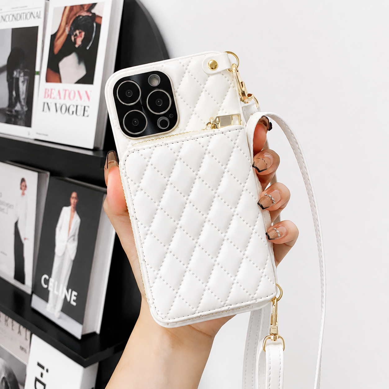 Premium iPhone Case MagSafe Compatible Leather Zipper Wallet Cover Crossbody Strap Card Holder Magnetic Shockproof Camera Lens Protection Slim Design
