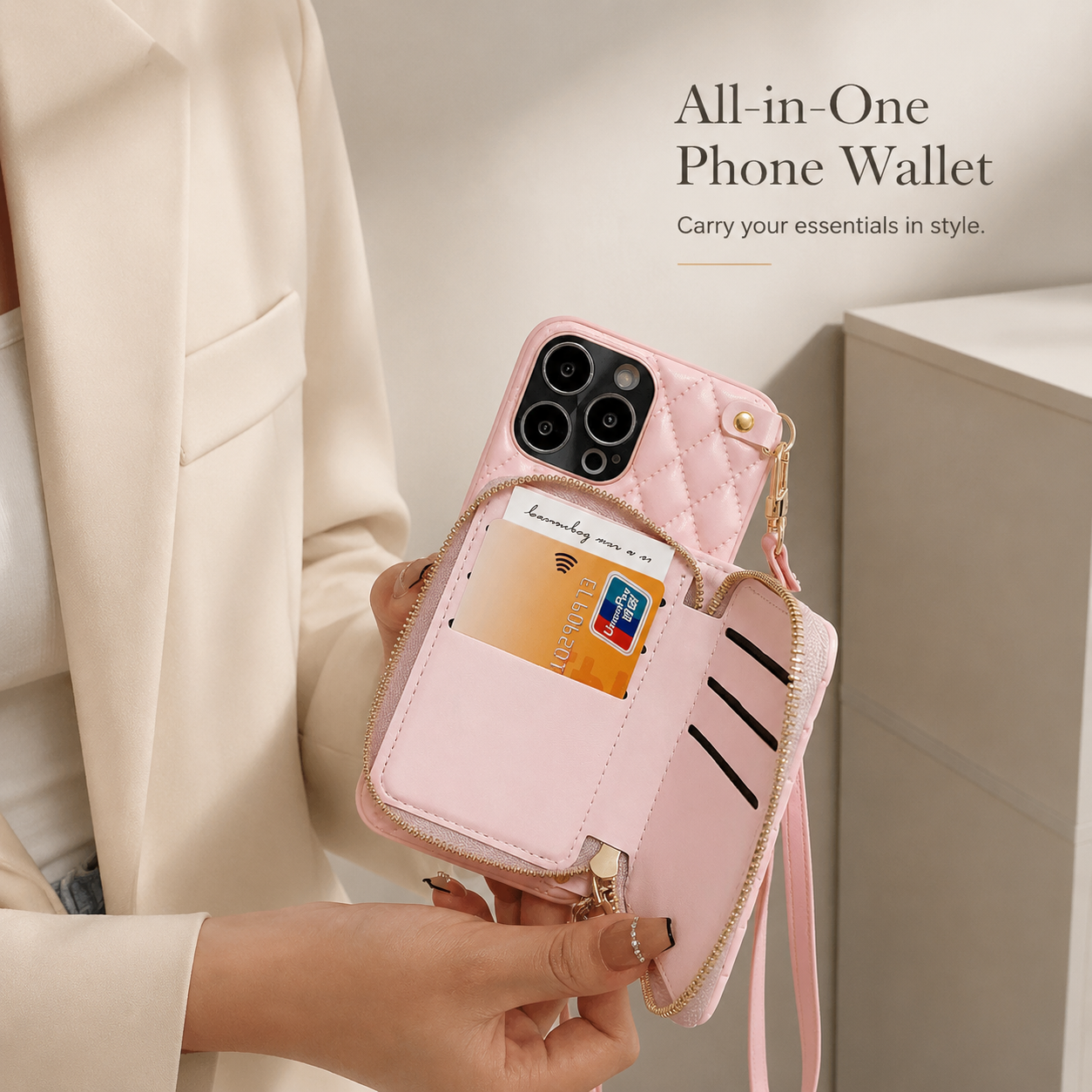 Premium iPhone Case MagSafe Compatible Leather Zipper Wallet Cover Crossbody Strap Card Holder Magnetic Shockproof Camera Lens Protection Slim Design