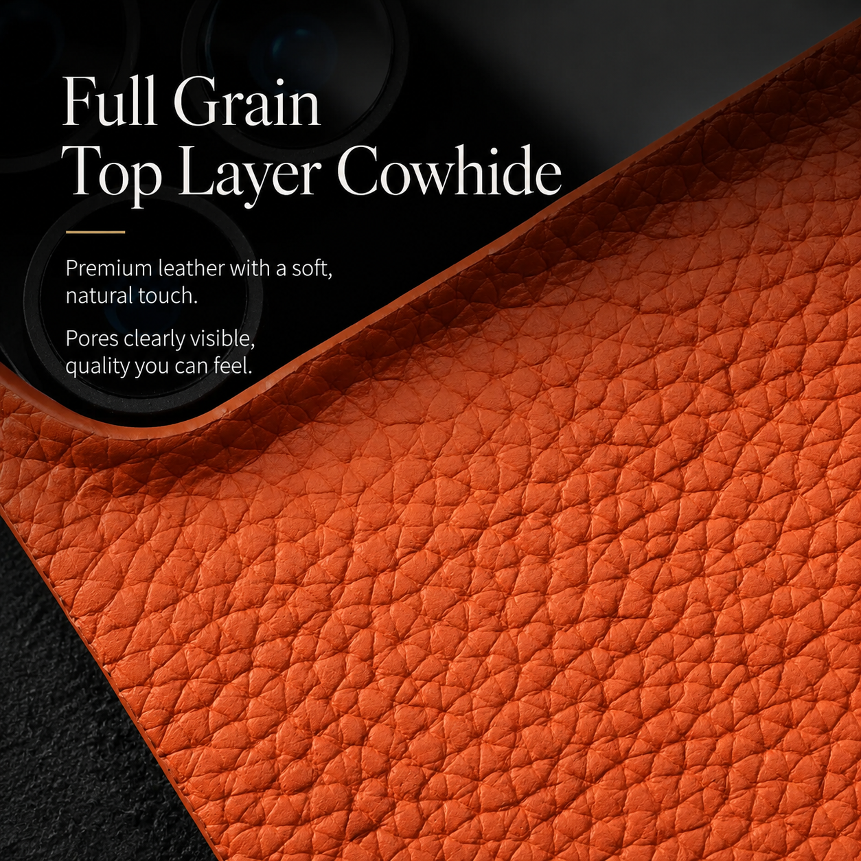 Premium iPhone Case MagSafe Compatible Lychee Cowhide Leather PC Shockproof Luxury Protective Cover Handmade Full Coverage Magnetic Back Design
