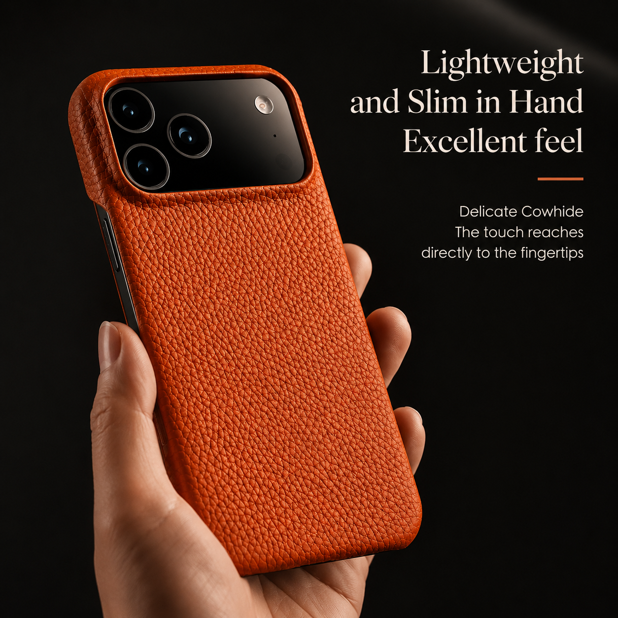Premium iPhone Case MagSafe Compatible Lychee Cowhide Leather PC Shockproof Luxury Protective Cover Handmade Full Coverage Magnetic Back Design