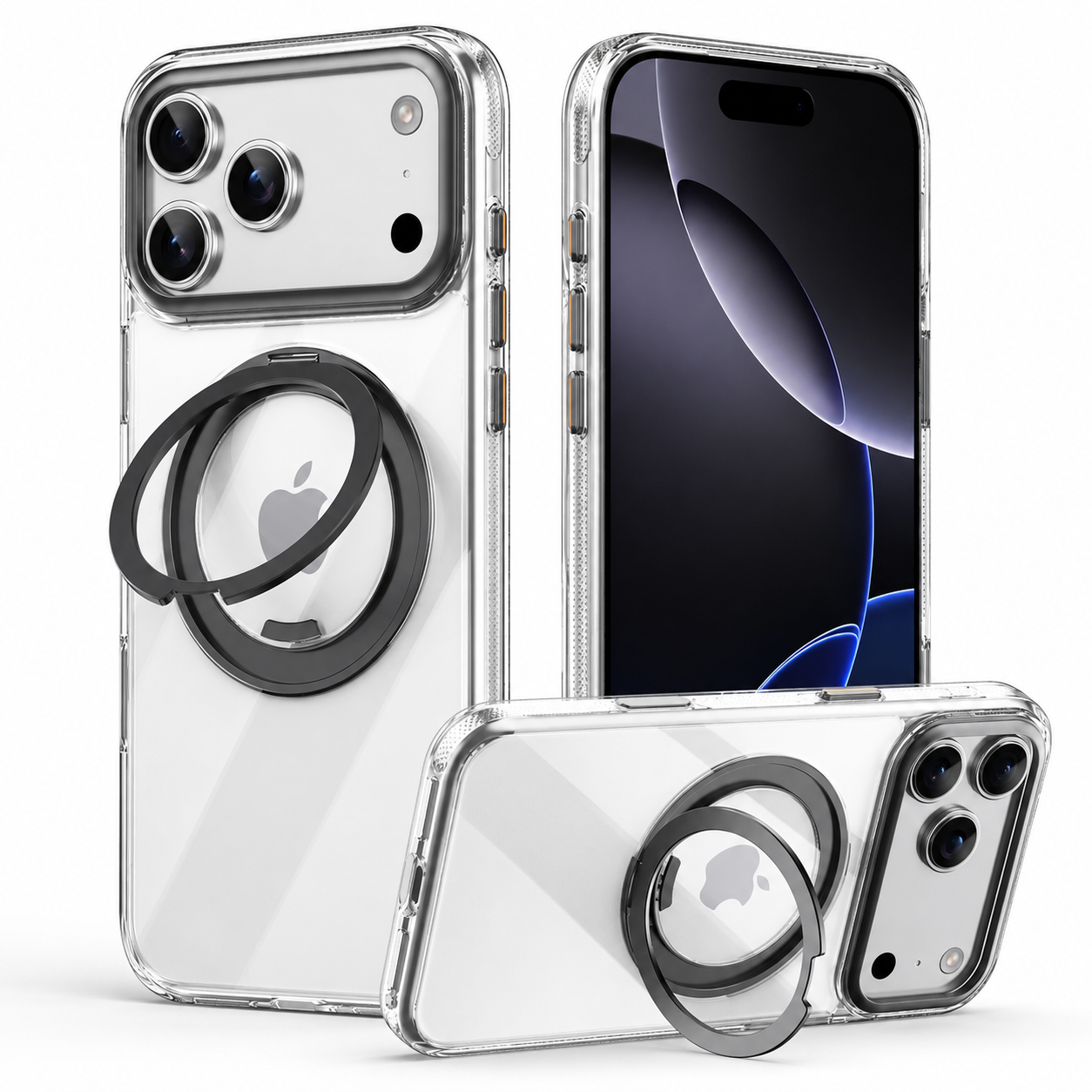 Premium iPhone Case MagSafe Compatible Magnetic 360 Rotating Stand Mechanical Design Shockproof PC TPU Metal Camera Protection Full Coverage