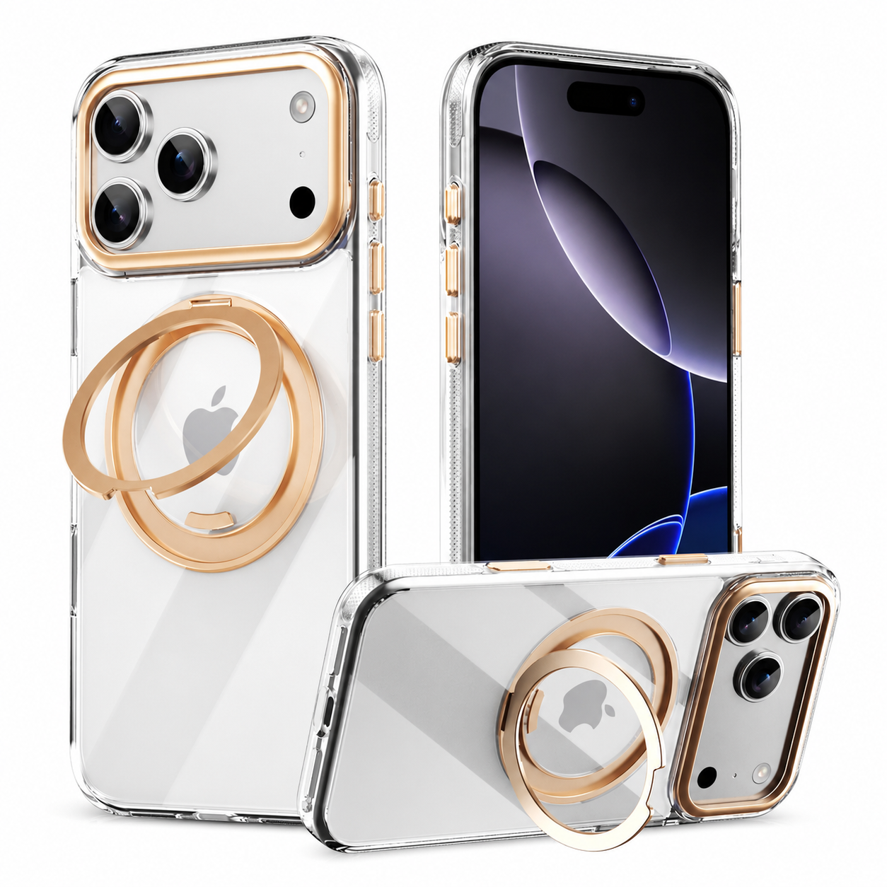 Premium iPhone Case MagSafe Compatible Magnetic 360 Rotating Stand Mechanical Design Shockproof PC TPU Metal Camera Protection Full Coverage