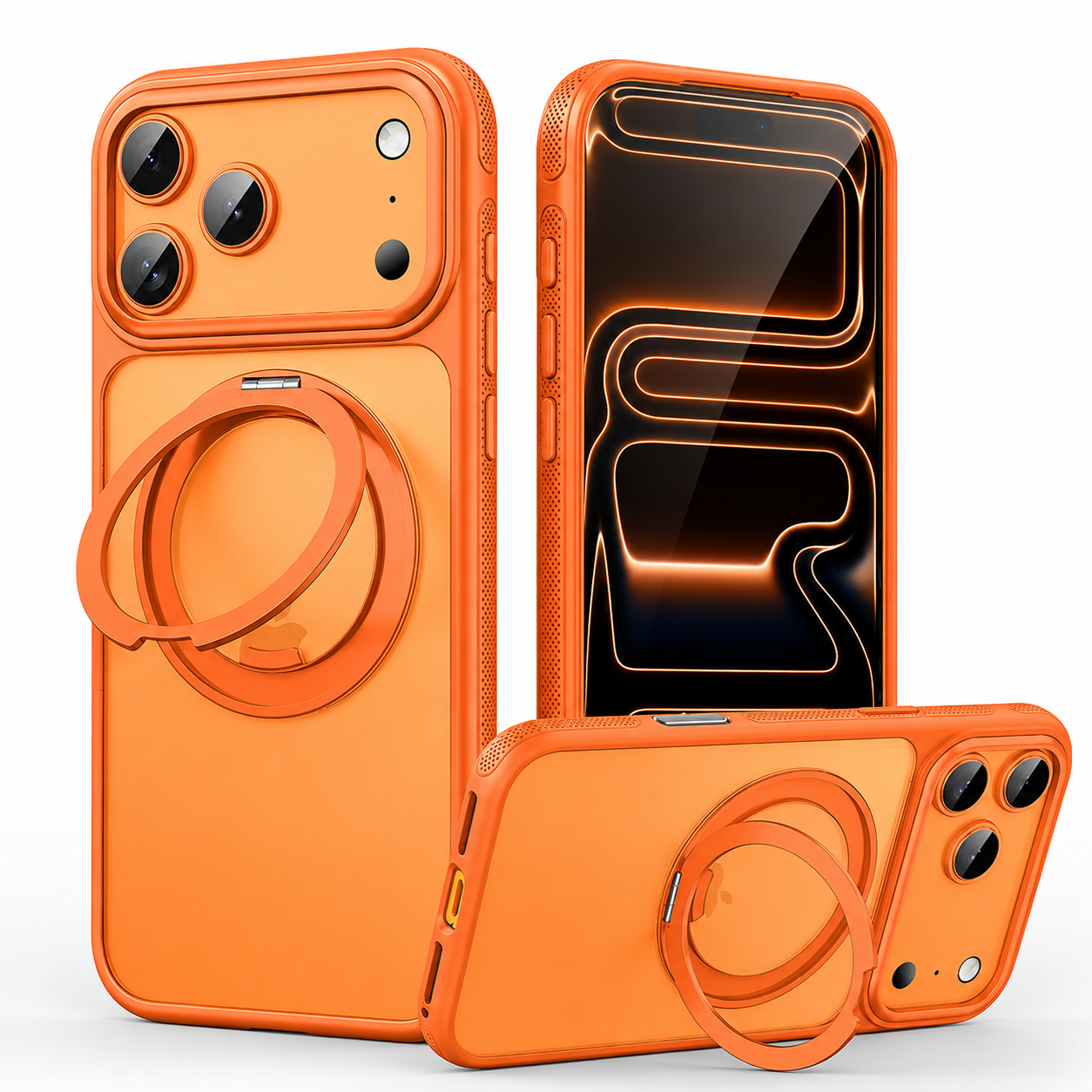 Premium iPhone Case MagSafe Compatible Magnetic 360 Rotating Stand Mechanical Design Shockproof PC TPU Metal Camera Protection Full Coverage