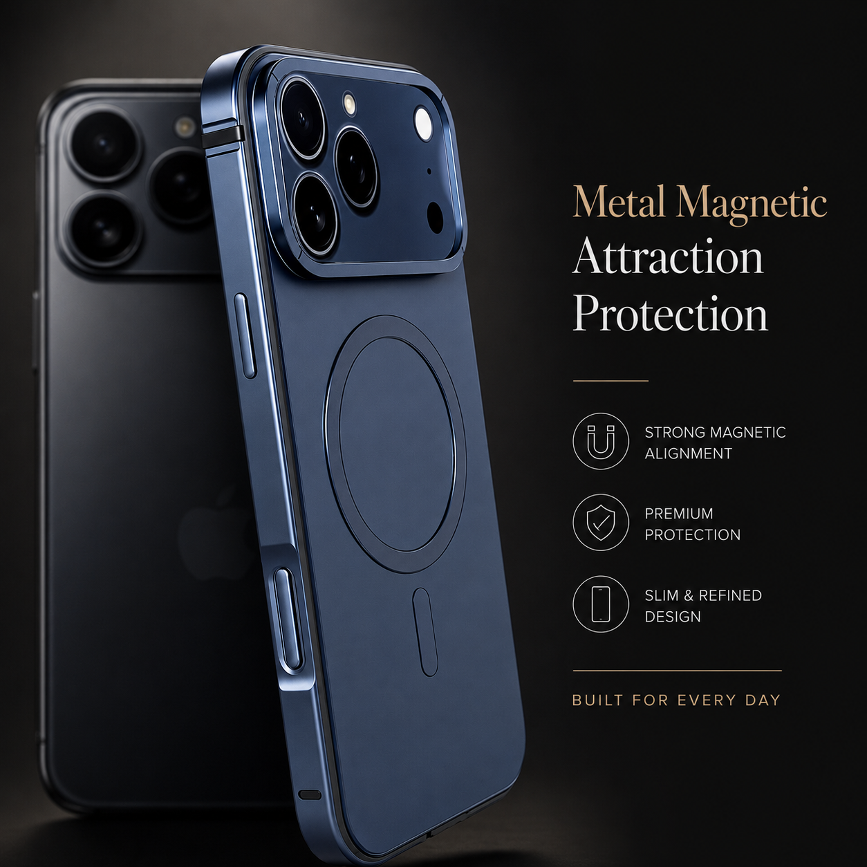 Premium iPhone Case MagSafe Compatible Magnetic Aluminum Frame Slim Metal Bumper Shockproof Anti Drop Camera Protection Full Coverage Cover