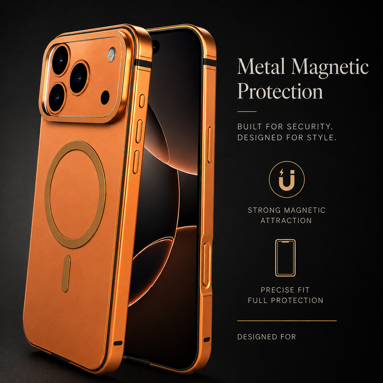 Premium iPhone Case MagSafe Compatible Magnetic Aluminum Frame Slim Metal Bumper Shockproof Anti Drop Camera Protection Full Coverage Cover