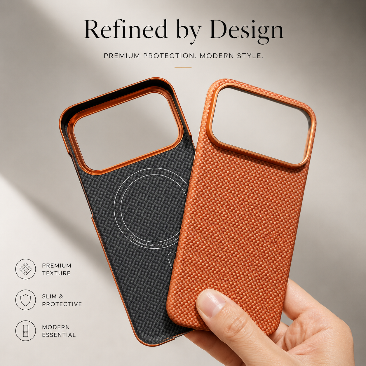 Premium iPhone Case MagSafe Compatible Magnetic Aramid Fiber Cover Carbon Texture Shockproof Anti Scratch Slim Lightweight Full Body Protection
