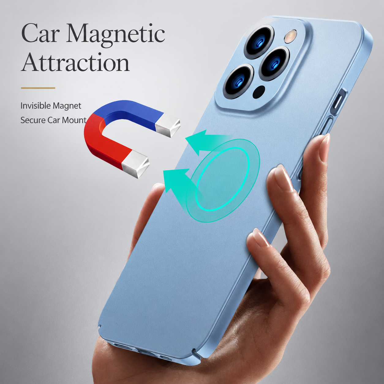 Premium iPhone Case MagSafe Compatible Magnetic Car Mount Matte Cover Ultra Thin Shockproof Protective Camera Lens Guard Slim Design