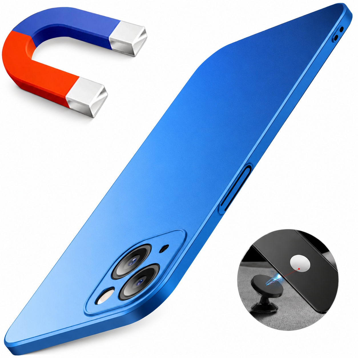 Premium iPhone Case MagSafe Compatible Magnetic Car Mount Matte Cover Ultra Thin Shockproof Protective Camera Lens Guard Slim Design