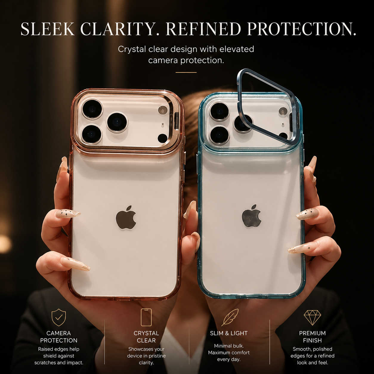 Premium iPhone Case MagSafe Compatible Magnetic Clear Protective Cover Camera Lens Stand Shockproof PC TPU Bumper Slim Full Coverage Design