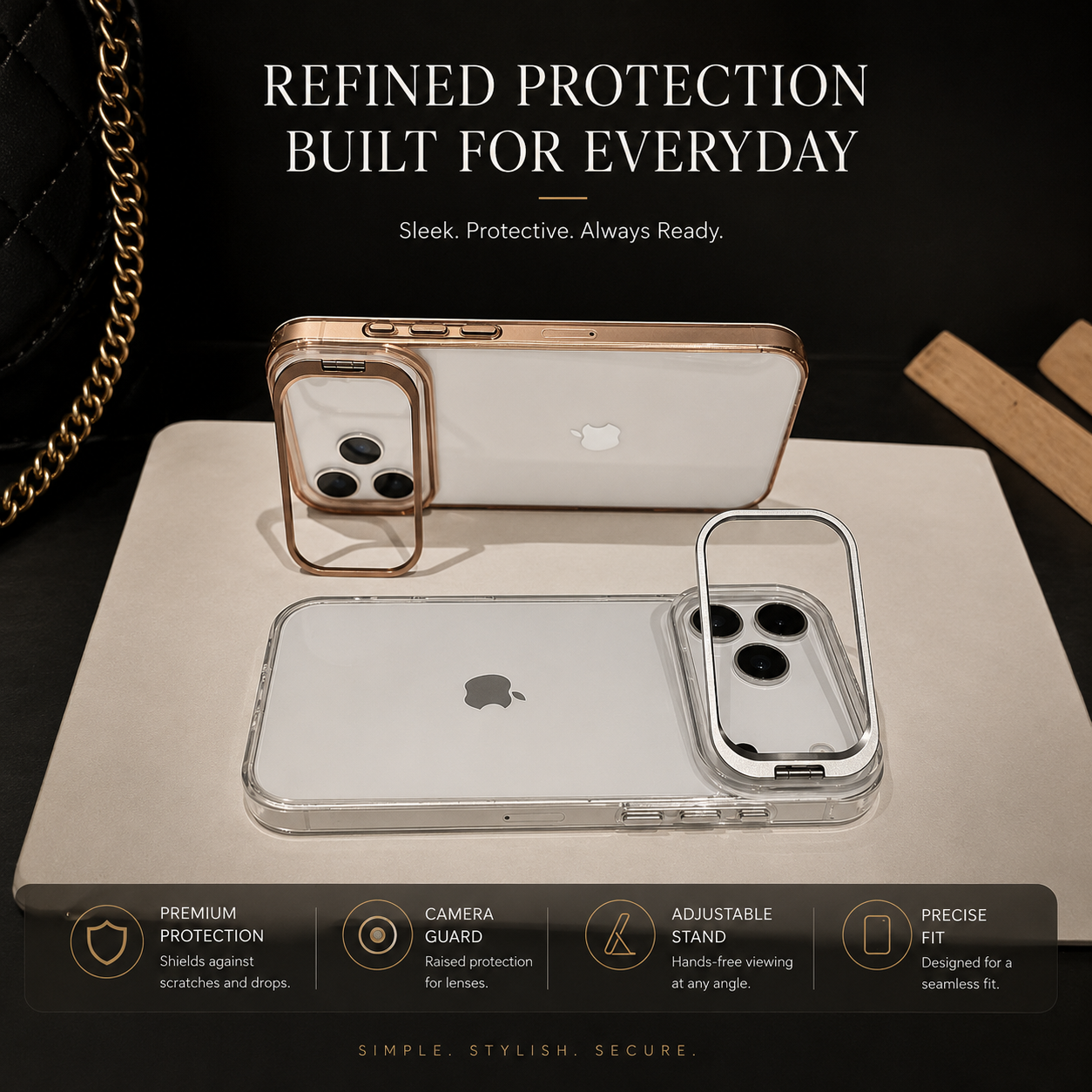 Premium iPhone Case MagSafe Compatible Magnetic Clear Protective Cover Camera Lens Stand Shockproof PC TPU Bumper Slim Full Coverage Design