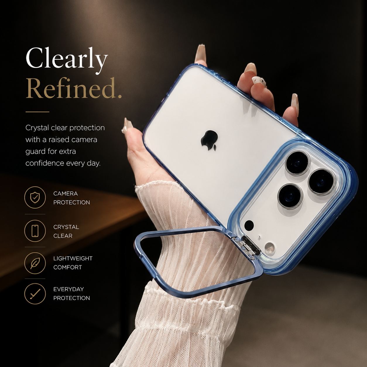 Premium iPhone Case MagSafe Compatible Magnetic Clear Protective Cover Camera Lens Stand Shockproof PC TPU Bumper Slim Full Coverage Design