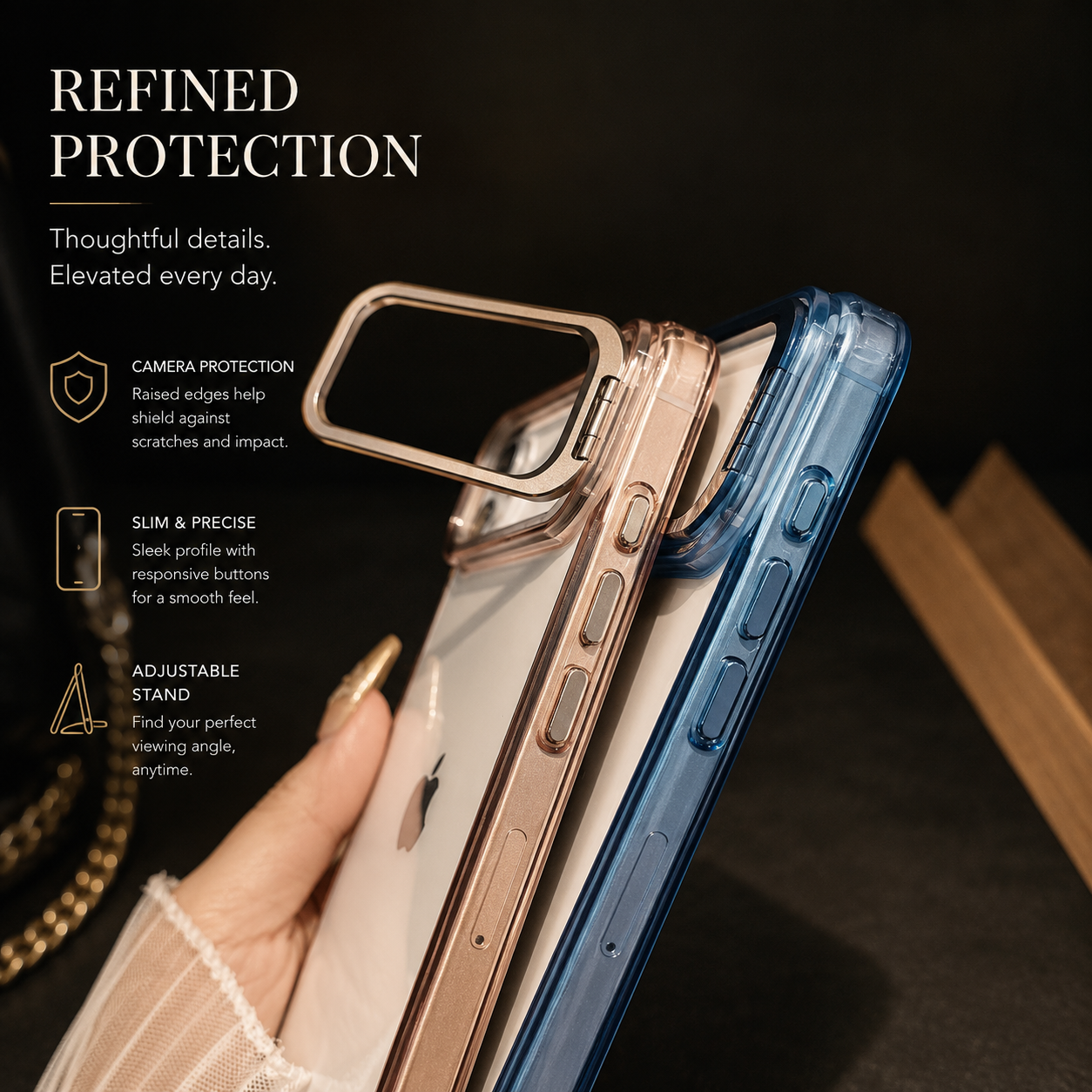 Premium iPhone Case MagSafe Compatible Magnetic Clear Protective Cover Camera Lens Stand Shockproof PC TPU Bumper Slim Full Coverage Design