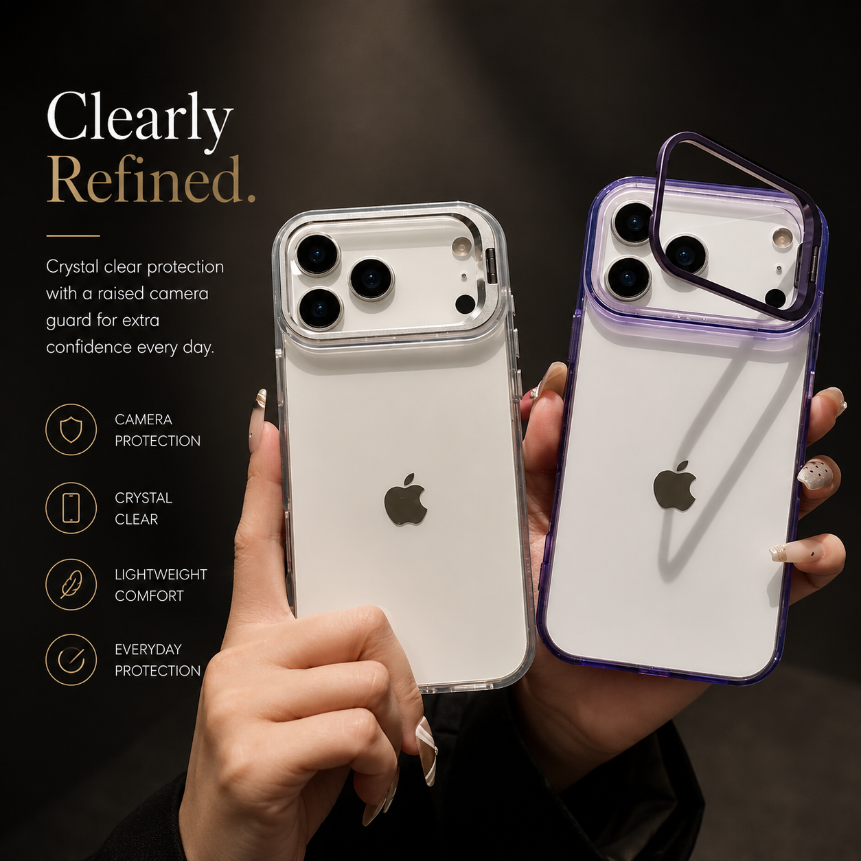 Premium iPhone Case MagSafe Compatible Magnetic Clear Protective Cover Camera Lens Stand Shockproof PC TPU Bumper Slim Full Coverage Design