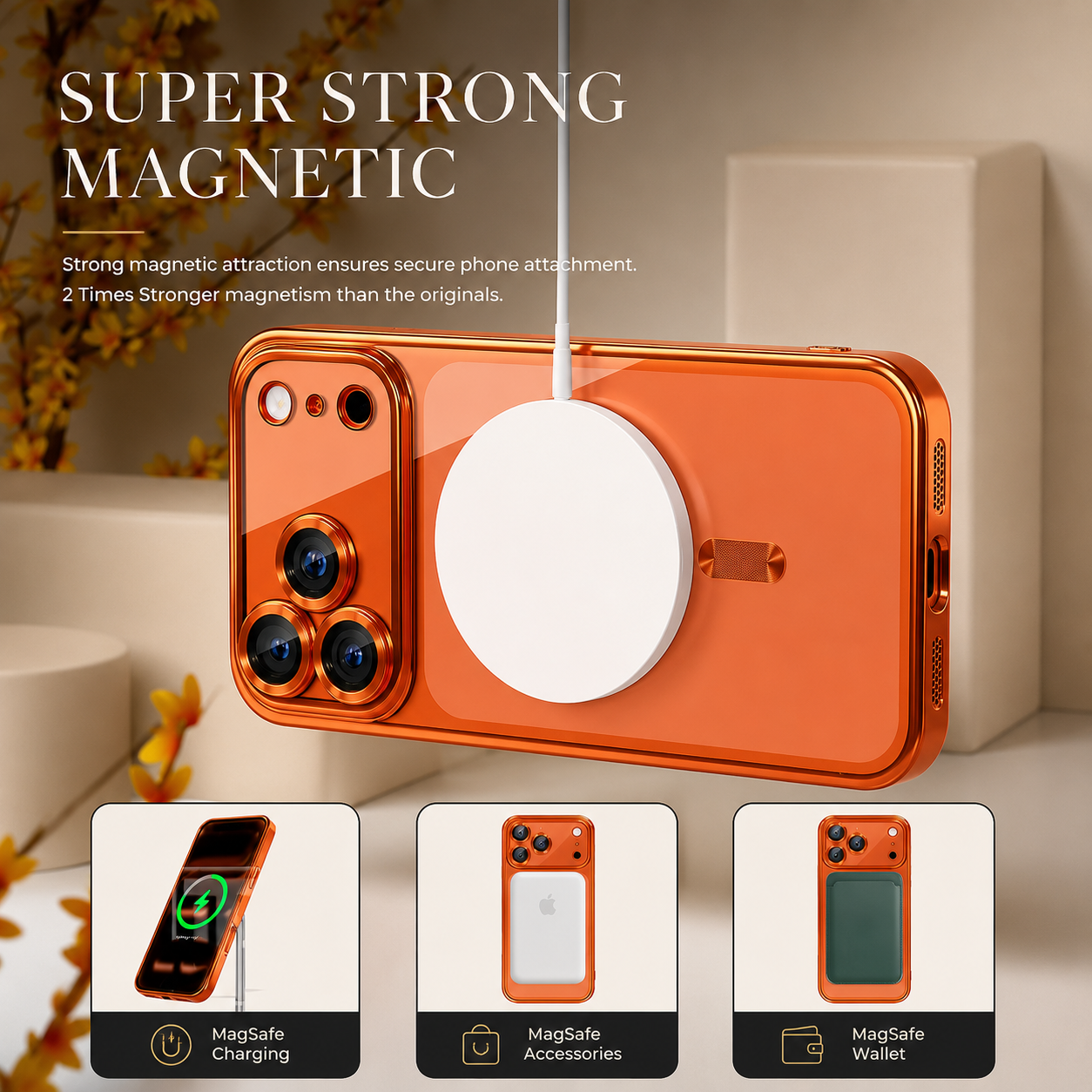 Premium iPhone Case MagSafe Compatible Magnetic Clear Protective Cover TPU Shockproof Camera Lens Protection Anti Fingerprint Anti Scratch Slim Half Wrapped