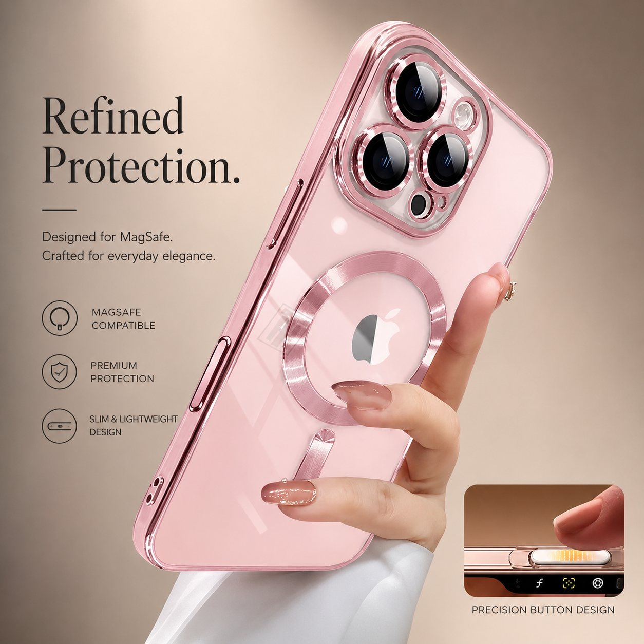 Premium iPhone Case MagSafe Compatible Magnetic Clear Protective Cover TPU Shockproof Camera Lens Protection Anti Fingerprint Anti Scratch Slim Half Wrapped