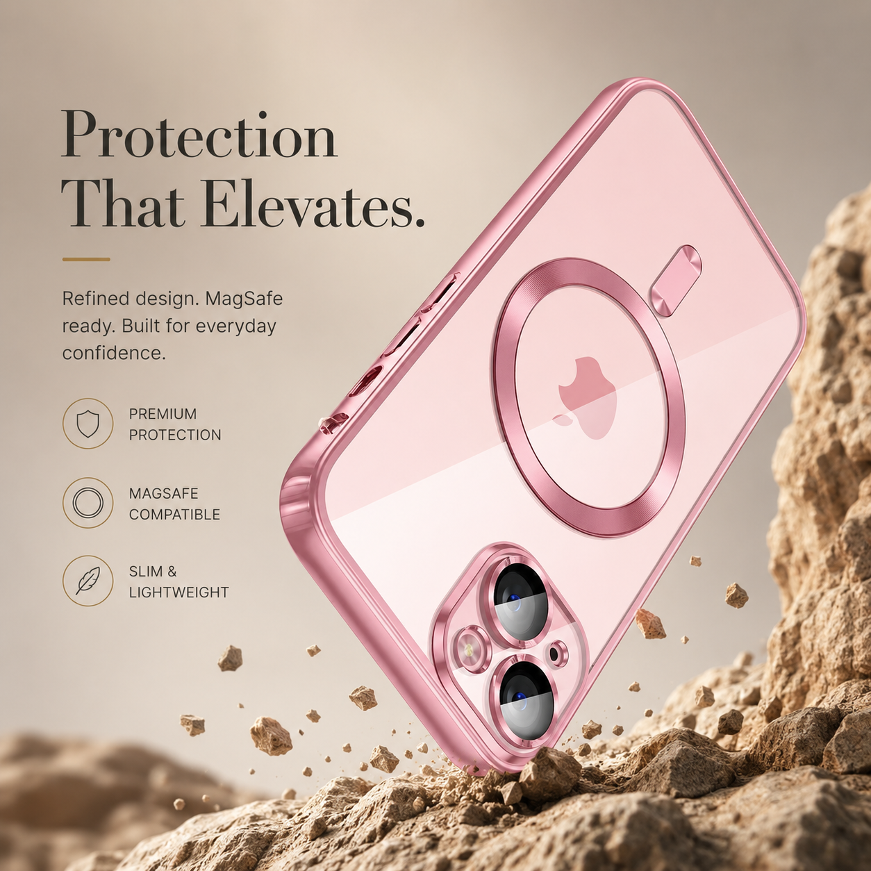 Premium iPhone Case MagSafe Compatible Magnetic Clear Protective Cover TPU Shockproof Camera Lens Protection Anti Fingerprint Anti Scratch Slim Half Wrapped