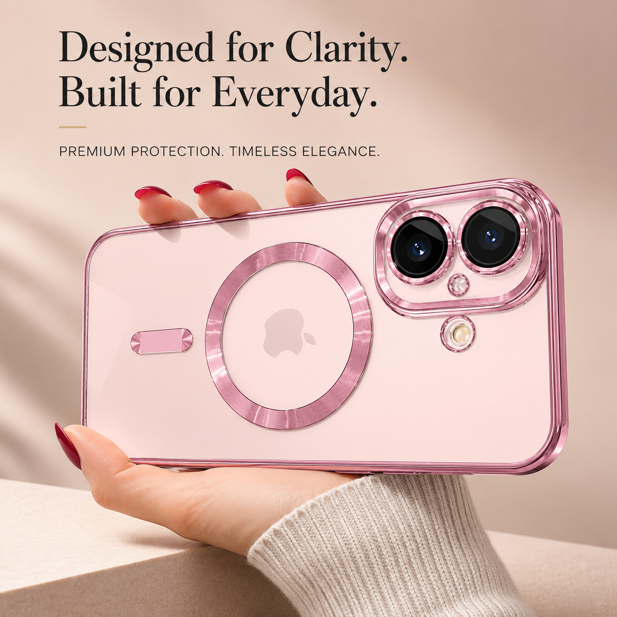 Premium iPhone Case MagSafe Compatible Magnetic Clear Protective Cover TPU Shockproof Camera Lens Protection Anti Fingerprint Anti Scratch Slim Half Wrapped