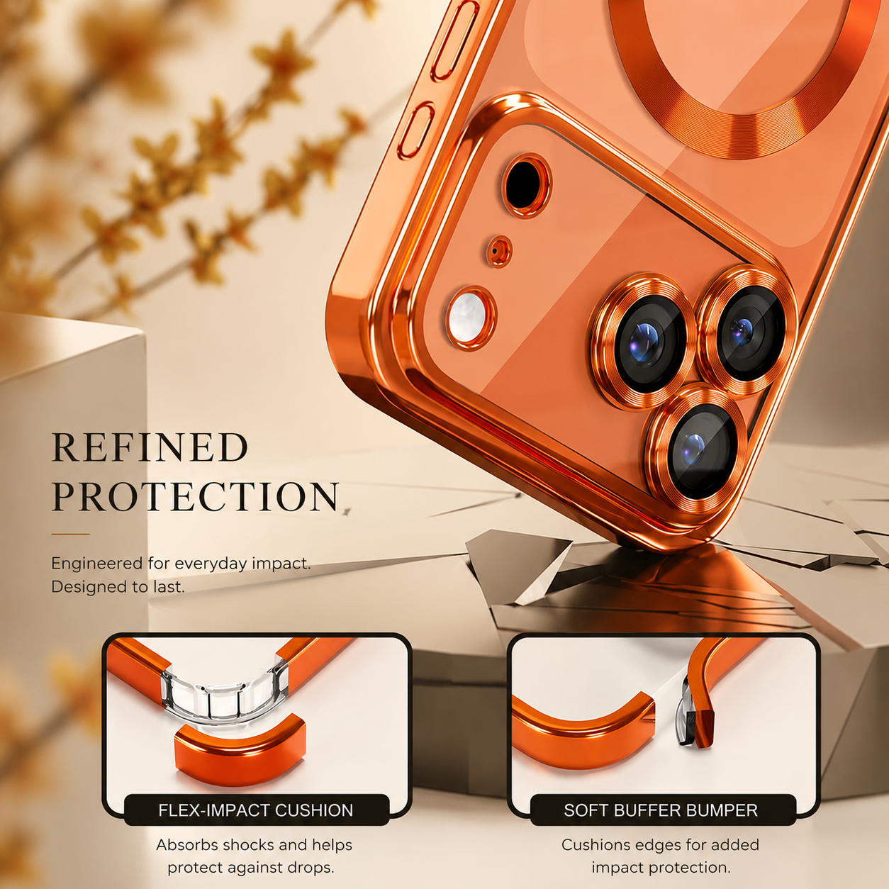 Premium iPhone Case MagSafe Compatible Magnetic Clear Protective Cover TPU Shockproof Camera Lens Protection Anti Fingerprint Anti Scratch Slim Half Wrapped