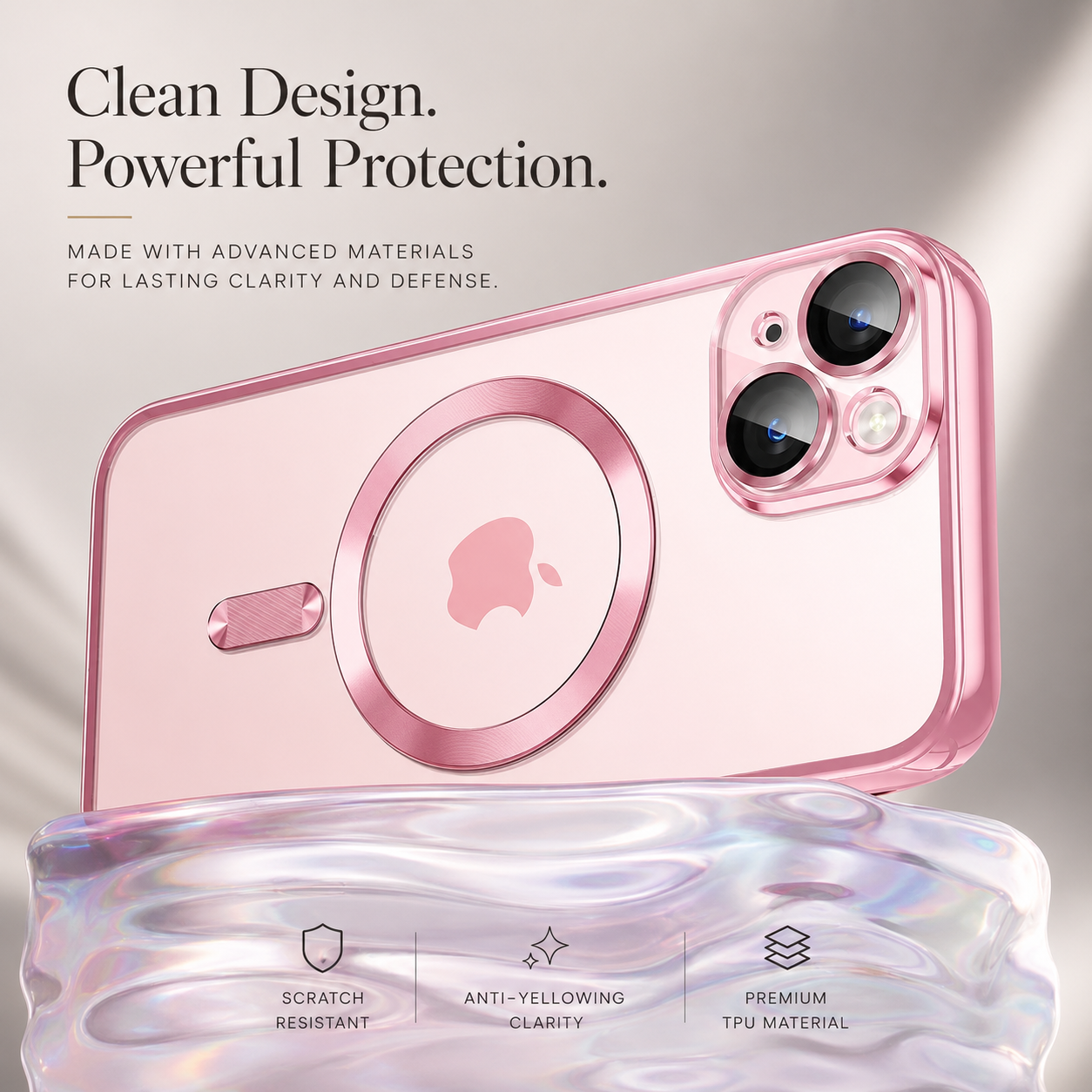 Premium iPhone Case MagSafe Compatible Magnetic Clear Protective Cover TPU Shockproof Camera Lens Protection Anti Fingerprint Anti Scratch Slim Half Wrapped