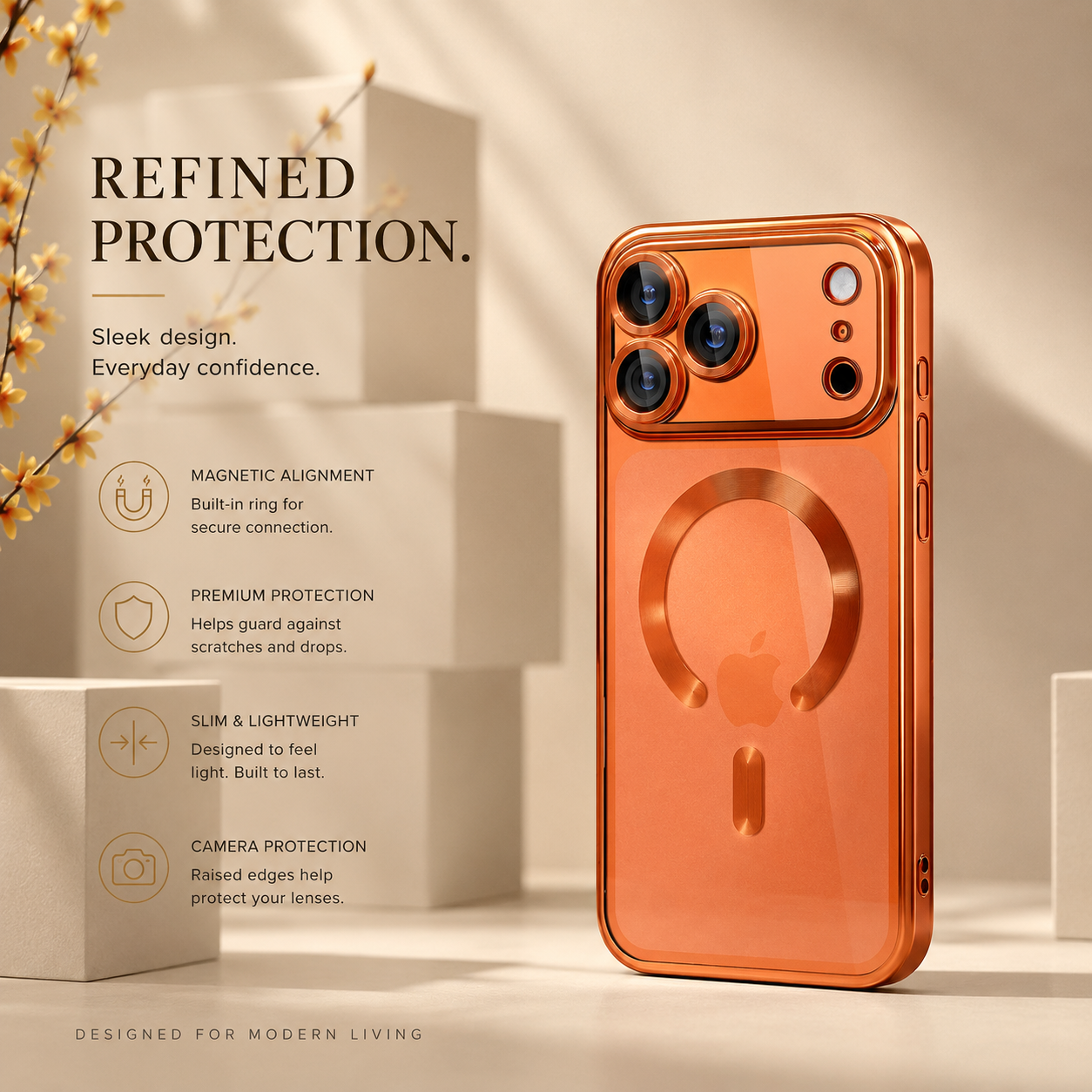 Premium iPhone Case MagSafe Compatible Magnetic Clear Protective Cover TPU Shockproof Camera Lens Protection Anti Fingerprint Anti Scratch Slim Half Wrapped