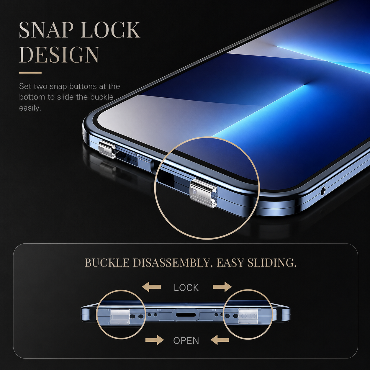 Premium iPhone Case MagSafe Compatible Magnetic Cover Double Sided Tempered Glass Metal Frame Sealed 360 Full Body Shockproof Camera Lens Protection Slim Design