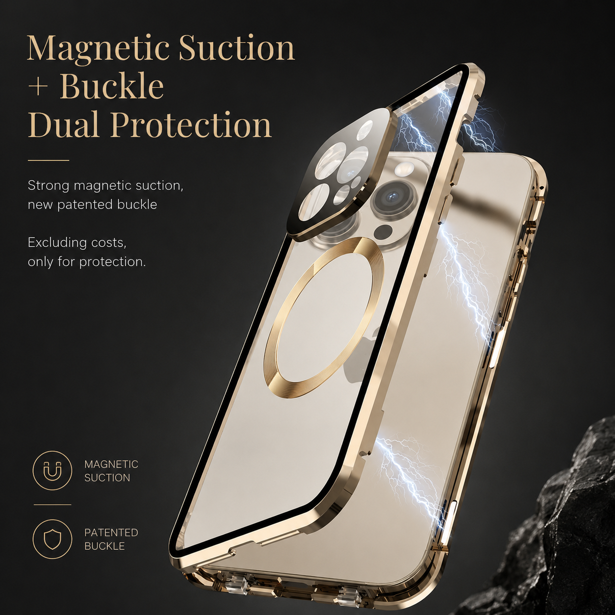 Premium iPhone Case MagSafe Compatible Magnetic Cover Double Sided Tempered Glass Metal Frame Sealed 360 Full Body Shockproof Camera Lens Protection Slim Design