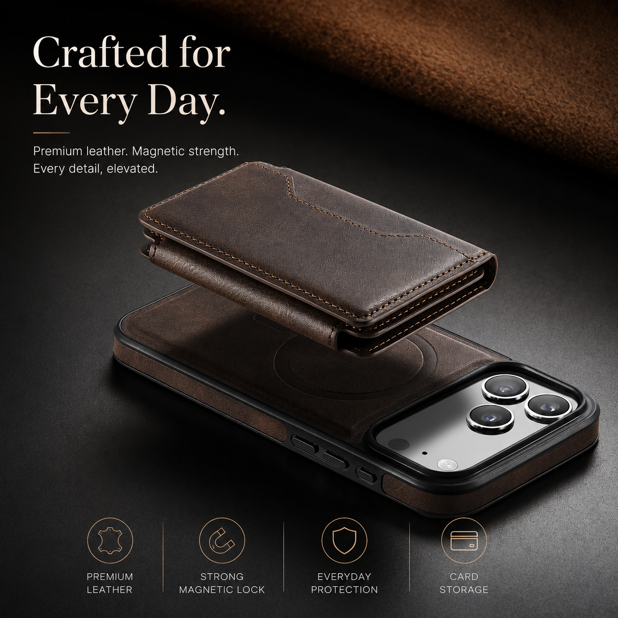 Premium iPhone Case MagSafe Compatible Magnetic Detachable Leather Wallet Cover Card Holder Shockproof Protective Cover Anti Scratch Slim Full Coverage