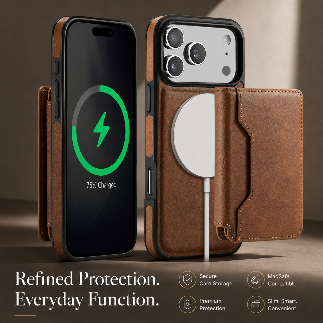 Premium iPhone Case MagSafe Compatible Magnetic Detachable Leather Wallet Cover Card Holder Shockproof Protective Cover Anti Scratch Slim Full Coverage
