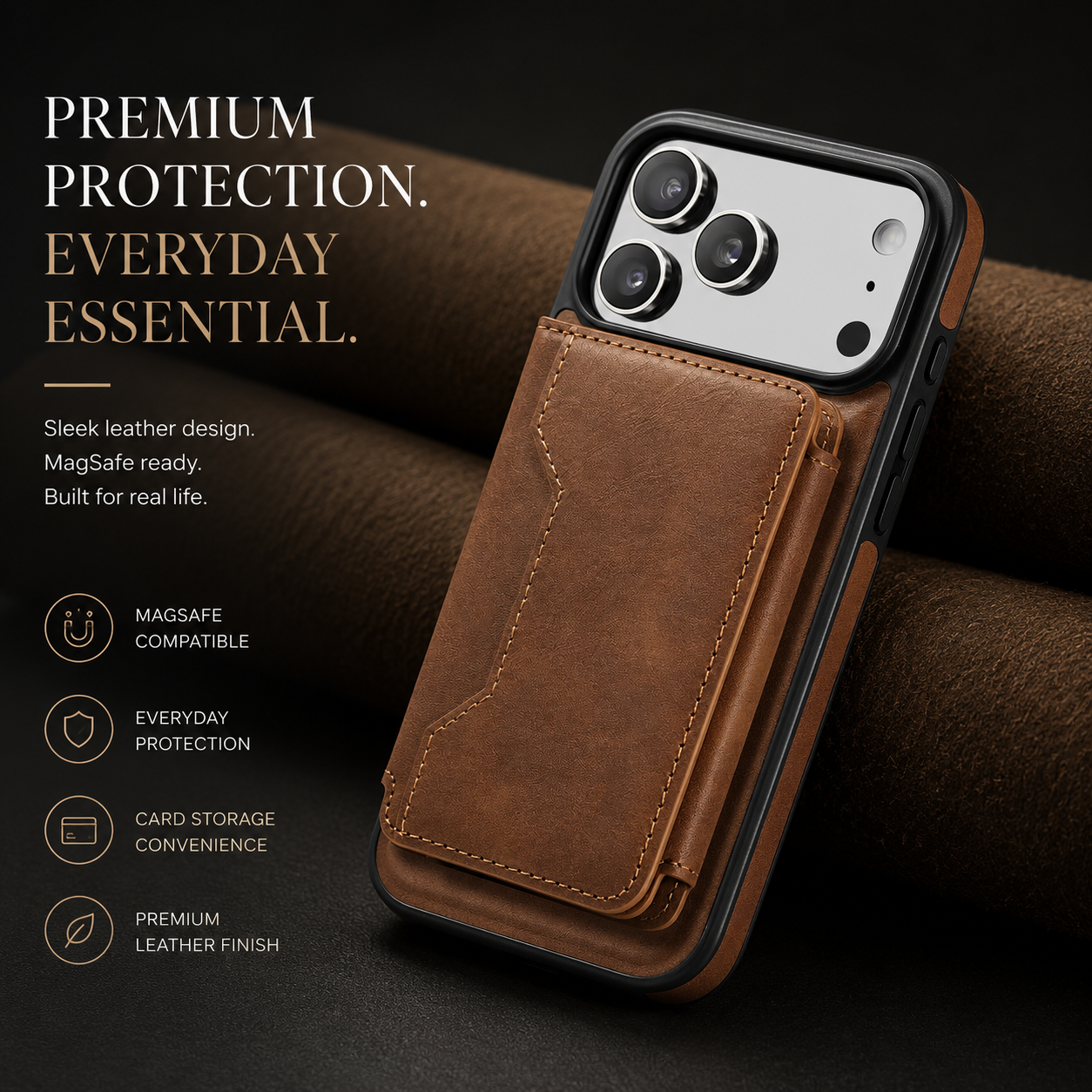 Premium iPhone Case MagSafe Compatible Magnetic Detachable Leather Wallet Cover Card Holder Shockproof Protective Cover Anti Scratch Slim Full Coverage