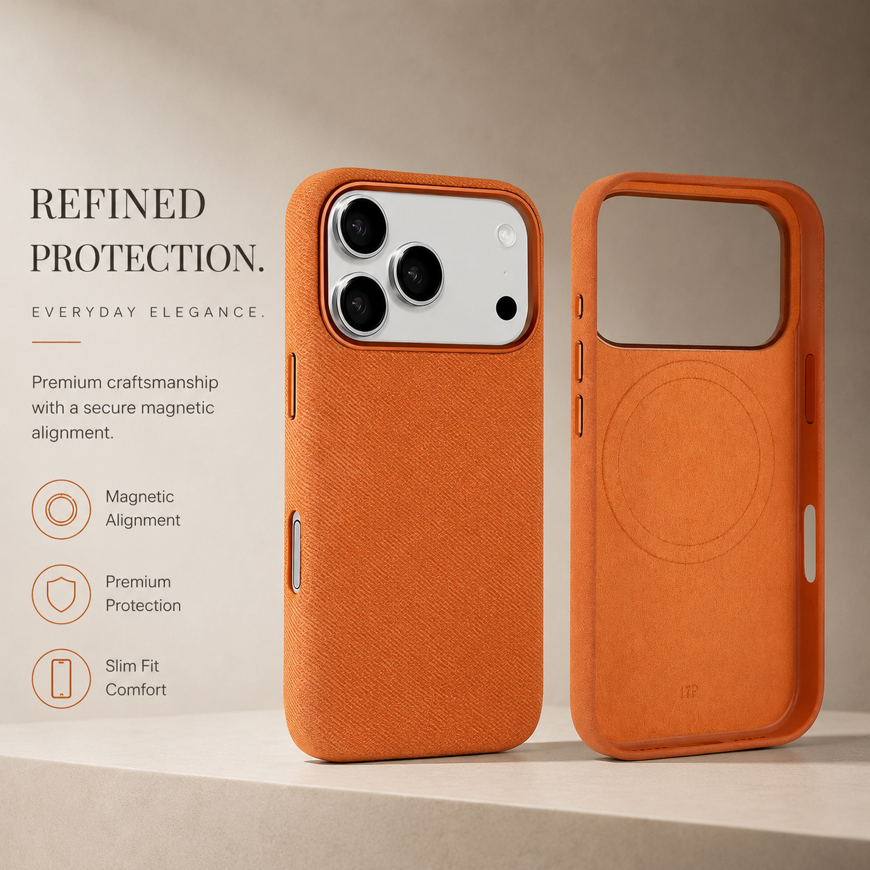 Premium iPhone Case MagSafe Compatible Magnetic Fiber Leather Cover Slim Shockproof Anti Fingerprint Non Slip Matte Camera Protection Full Coverage