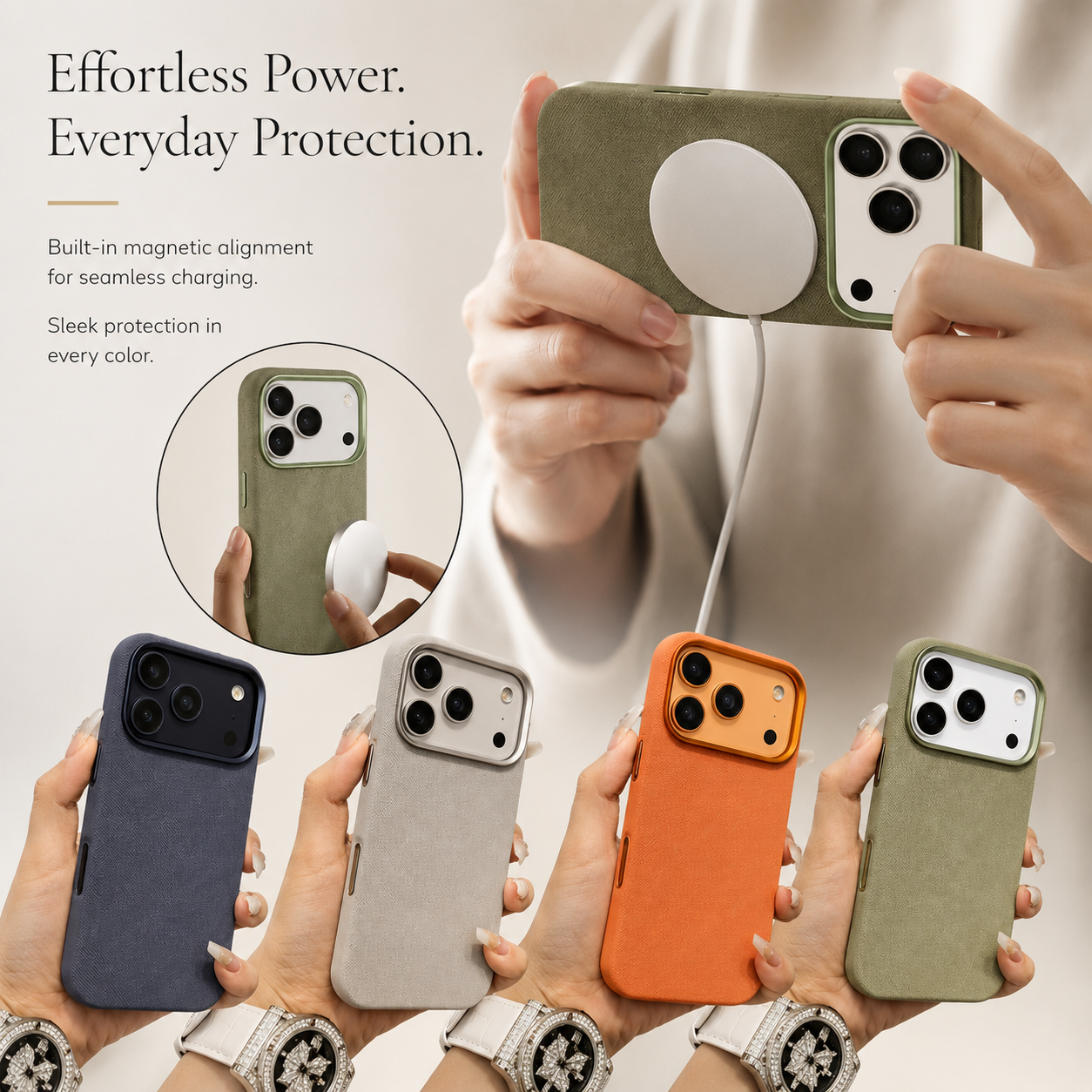 Premium iPhone Case MagSafe Compatible Magnetic Fiber Leather Cover Slim Shockproof Anti Fingerprint Non Slip Matte Camera Protection Full Coverage