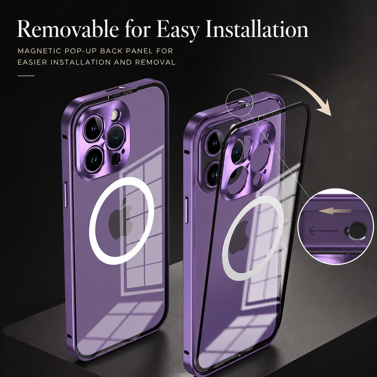 Premium iPhone Case MagSafe Compatible Magnetic Fit Double Sided Tempered Glass Metal Frame Ultra Thin 360 Full Body Shockproof Cover Camera Lens Protection