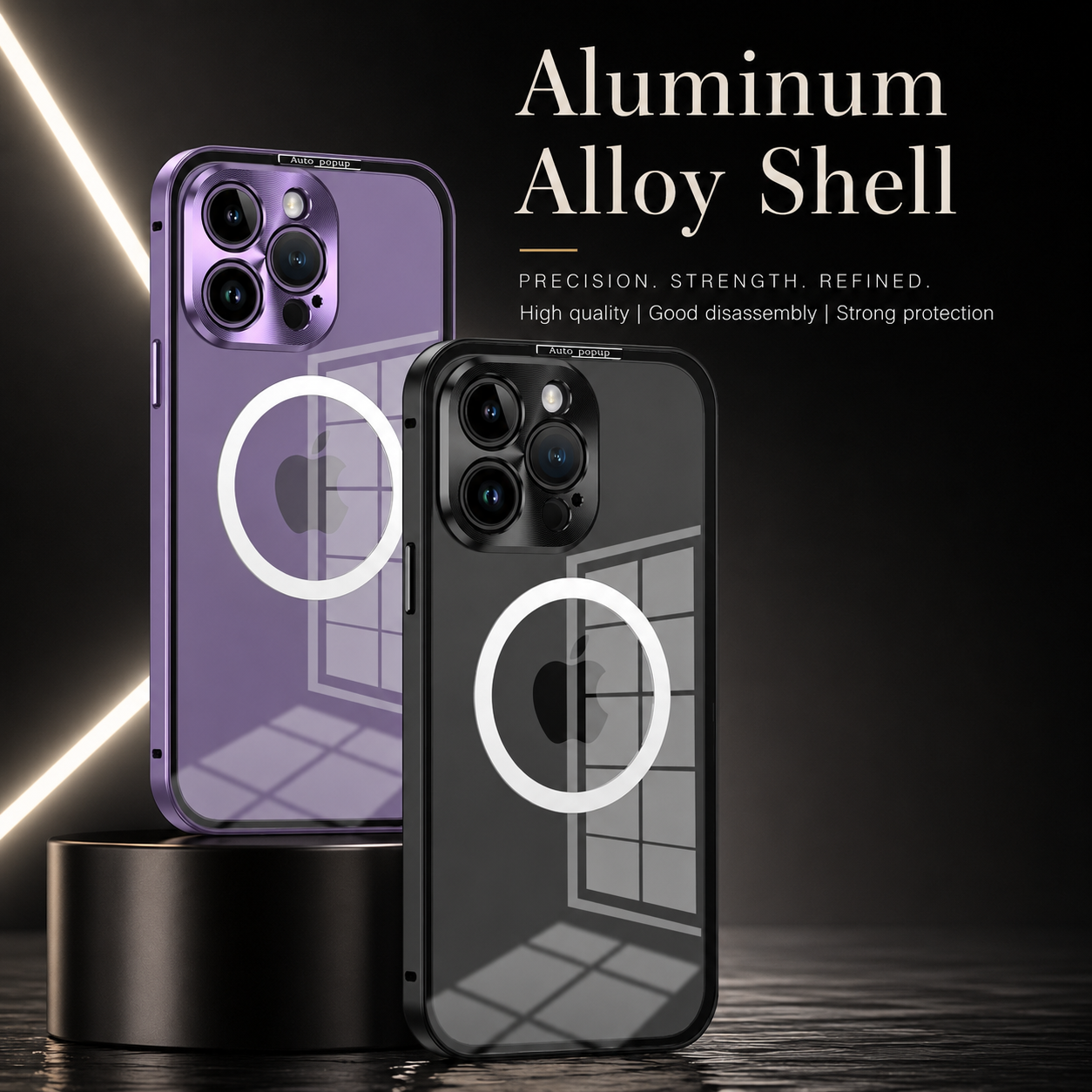 Premium iPhone Case MagSafe Compatible Magnetic Fit Double Sided Tempered Glass Metal Frame Ultra Thin 360 Full Body Shockproof Cover Camera Lens Protection