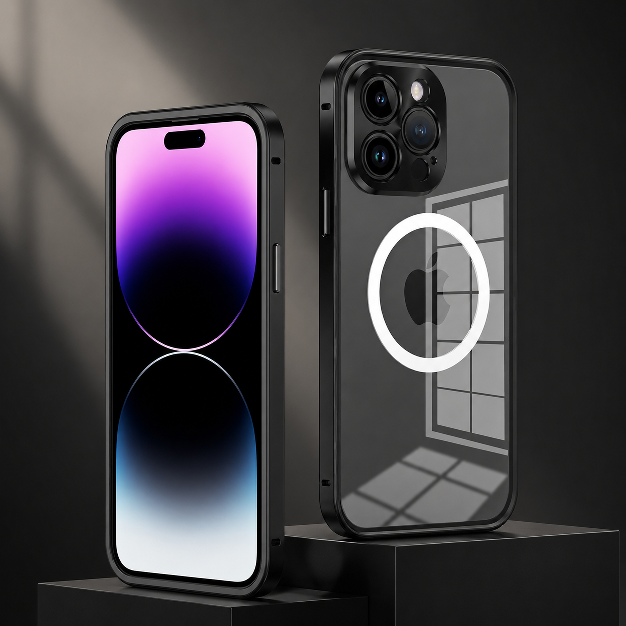 Premium iPhone Case MagSafe Compatible Magnetic Fit Double Sided Tempered Glass Metal Frame Ultra Thin 360 Full Body Shockproof Cover Camera Lens Protection