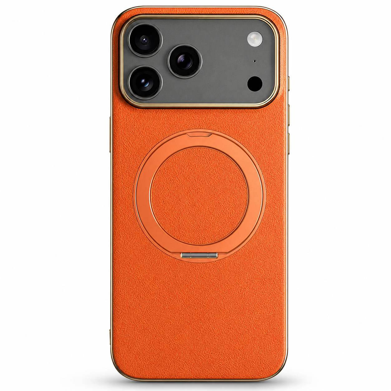 Premium iPhone Case MagSafe Compatible Magnetic Leather Cover Cowhide Ring Holder 360 Rotating Stand Shockproof Camera Protection PC TPU Full Coverage
