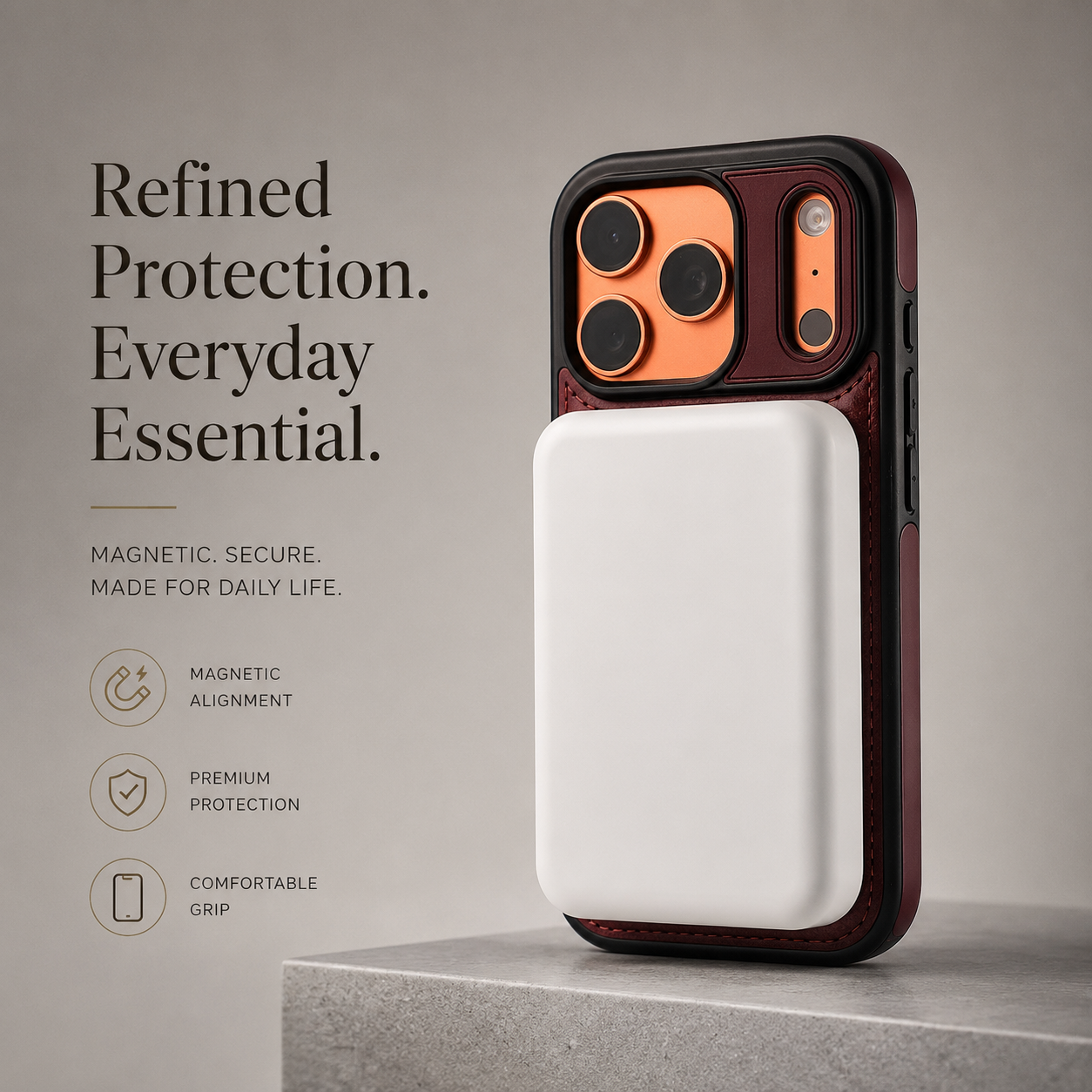Premium iPhone Case MagSafe Compatible Magnetic Leather Cover Slim Shockproof Invisible Stand Retro Business Protective Camera Protection Full Coverage