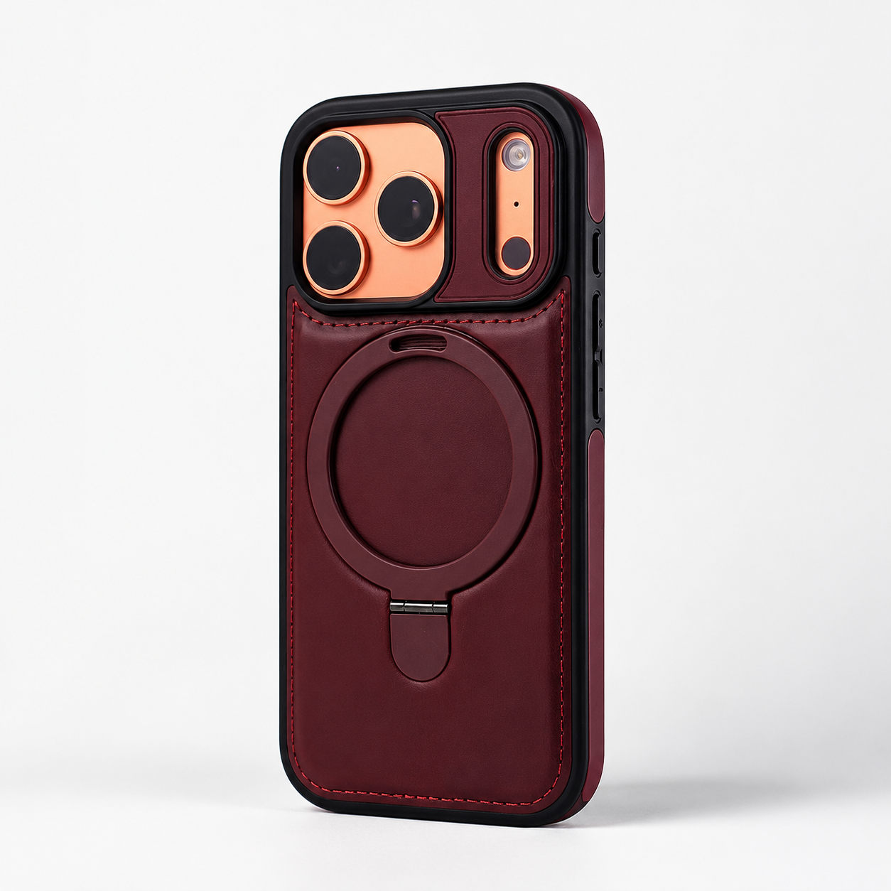 Premium iPhone Case MagSafe Compatible Magnetic Leather Cover Slim Shockproof Invisible Stand Retro Business Protective Camera Protection Full Coverage