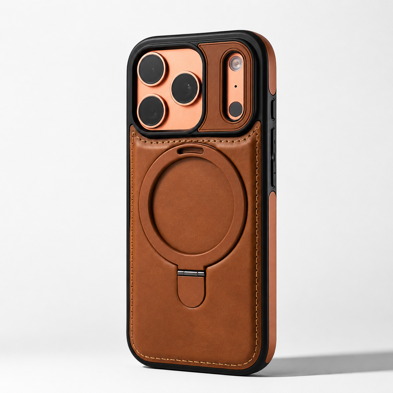 Premium iPhone Case MagSafe Compatible Magnetic Leather Cover Slim Shockproof Invisible Stand Retro Business Protective Camera Protection Full Coverage