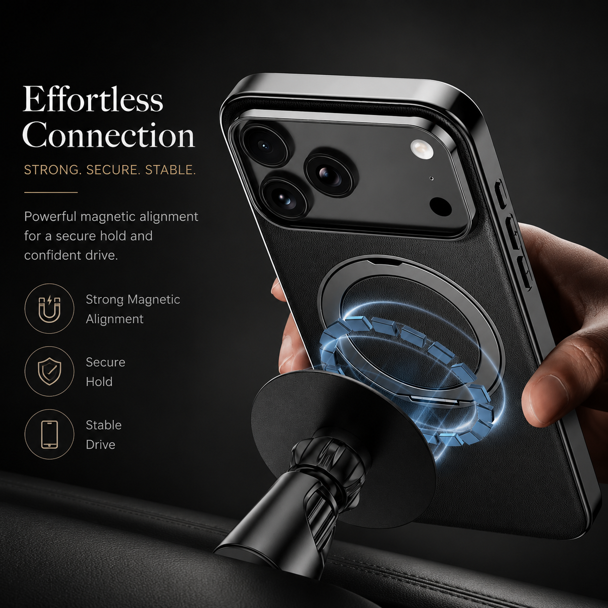 Premium iPhone Case MagSafe Compatible Magnetic Leather Ring Holder Cover Shockproof Camera Protection Slim Lightweight Anti Scratch Full Coverage