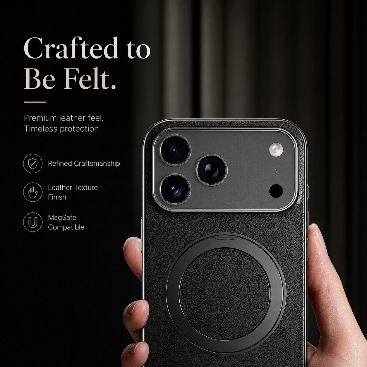 Premium iPhone Case MagSafe Compatible Magnetic Leather Ring Holder Cover Shockproof Camera Protection Slim Lightweight Anti Scratch Full Coverage