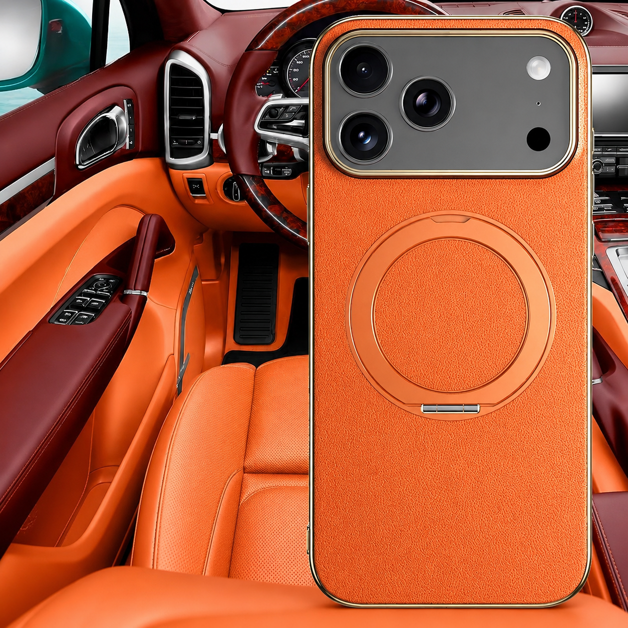 Premium iPhone Case MagSafe Compatible Magnetic Leather Ring Holder Cover Shockproof Camera Protection Slim Lightweight Anti Scratch Full Coverage
