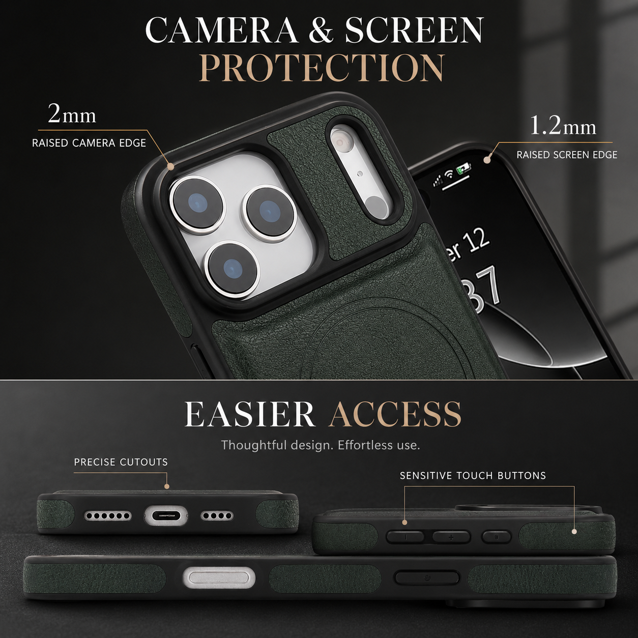 Premium iPhone Case MagSafe Compatible Magnetic Leather Wallet Cover Flip Card Holder Dual Layer Shockproof Matte Anti Fingerprint Protective Full Coverage