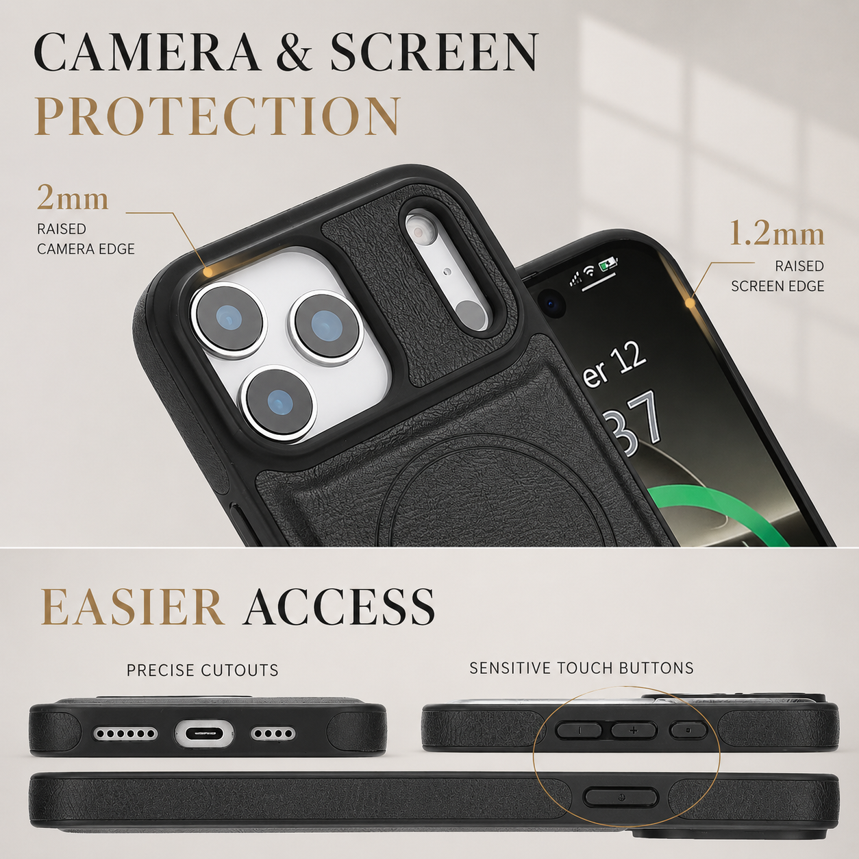 Premium iPhone Case MagSafe Compatible Magnetic Leather Wallet Cover Flip Card Holder Dual Layer Shockproof Matte Anti Fingerprint Protective Full Coverage