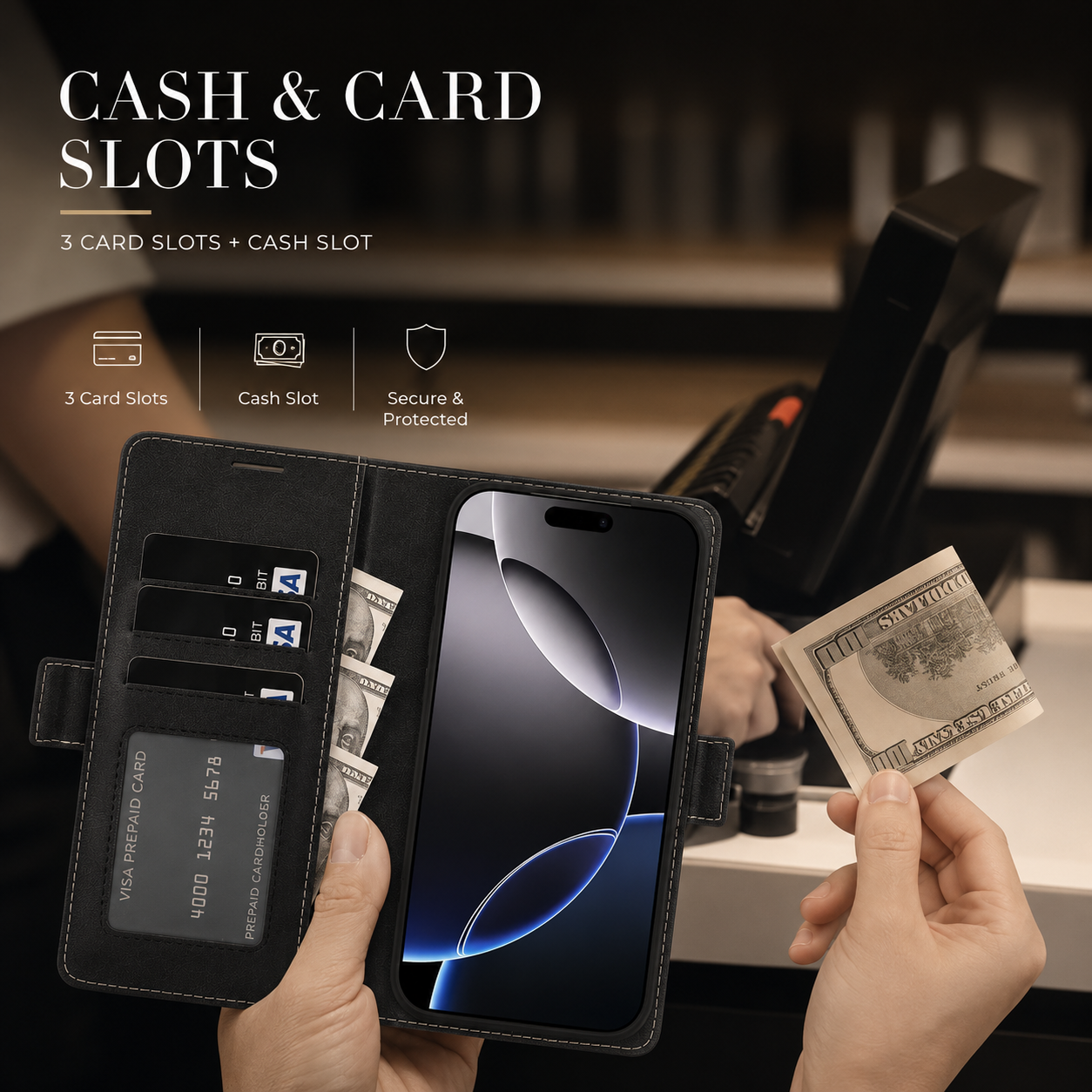 Premium iPhone Case MagSafe Compatible Magnetic Leather Wallet Cover Flip Card Holder Dual Layer Shockproof Matte Anti Fingerprint Protective Full Coverage
