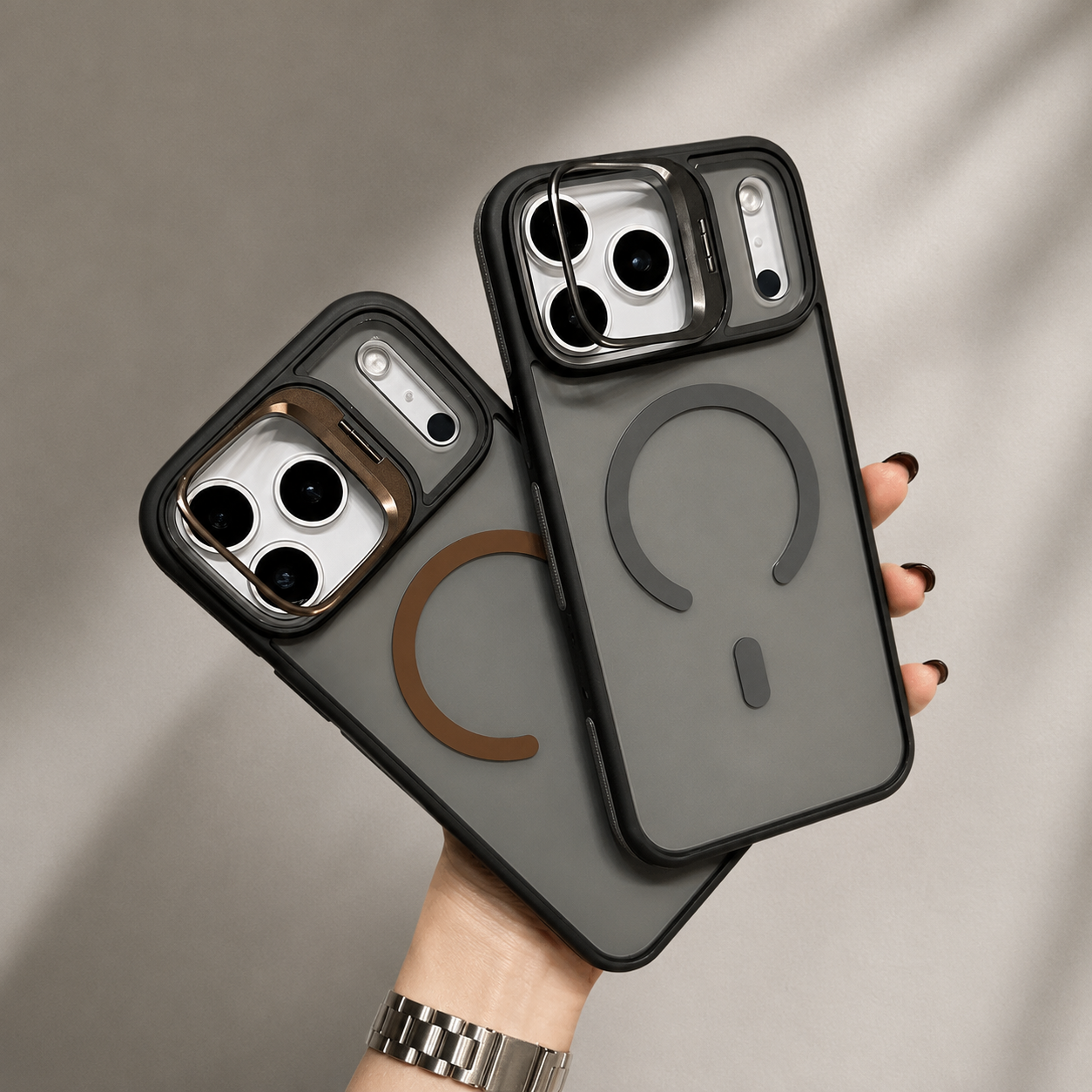Premium iPhone Case MagSafe Compatible Magnetic Matte Clear Cover Metal Kickstand Shockproof Armor Anti Fingerprint Camera Protection Slim Full Coverage