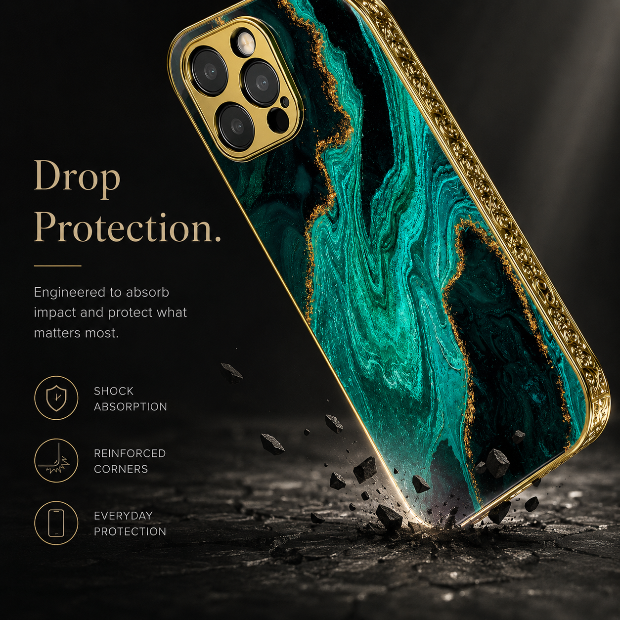 Premium iPhone Case MagSafe Compatible Marble Pattern Gold Frame Magnetic Cover Shock Absorbing Protective Camera Lens Guard Slim Full Coverage Design