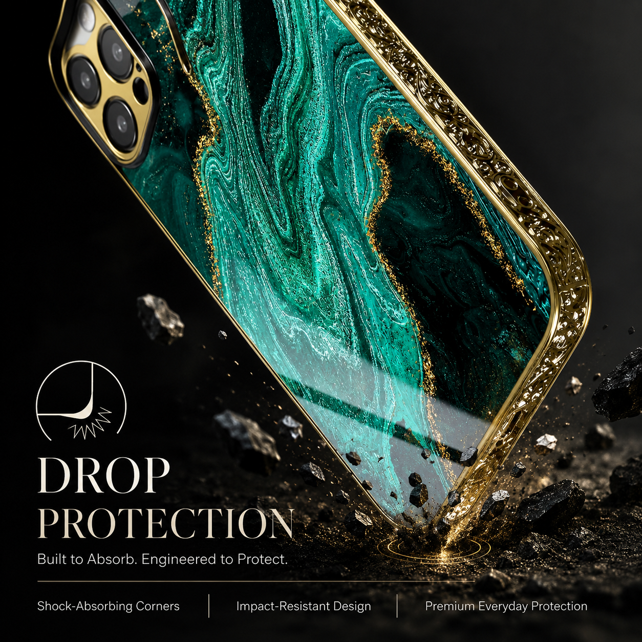 Premium iPhone Case MagSafe Compatible Marble Pattern Gold Frame Magnetic Cover Shock Absorbing Protective Camera Lens Guard Slim Full Coverage Design