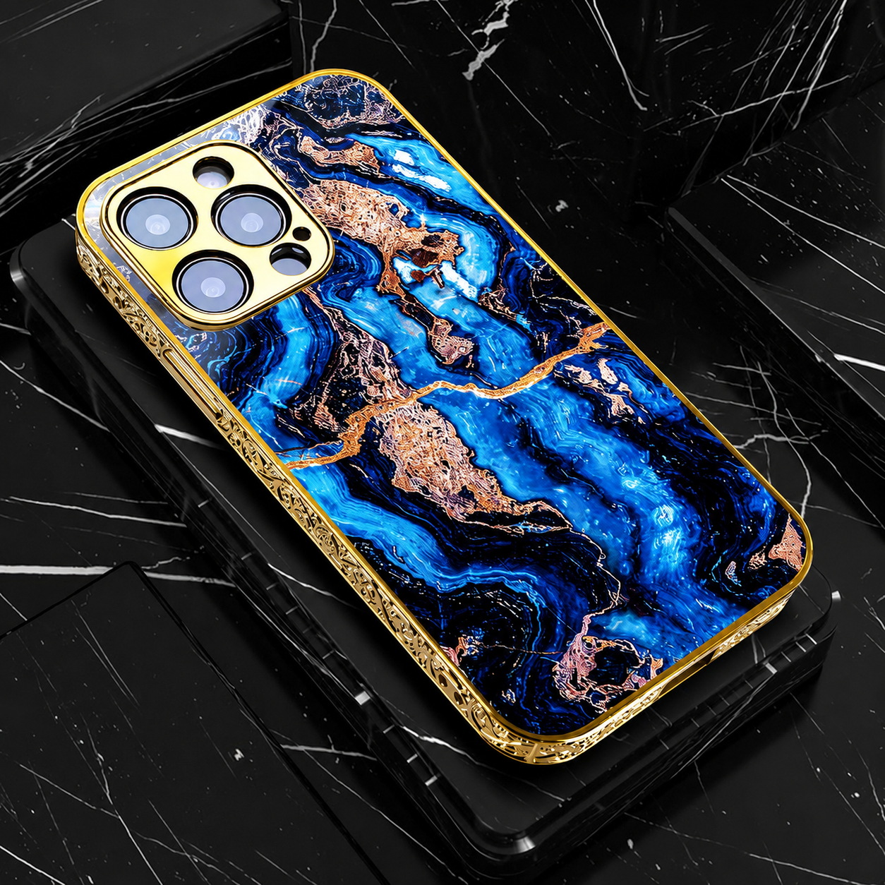 Premium iPhone Case MagSafe Compatible Marble Pattern Gold Frame Magnetic Cover Shock Absorbing Protective Camera Lens Guard Slim Full Coverage Design
